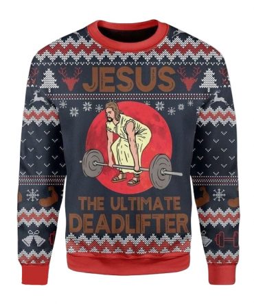 Christmas Patterns God Jesus The Ultimate Deadlifter Gift For Christmas Ugly Christmas Sweater