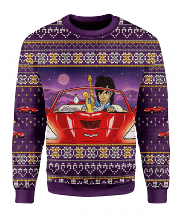 Merry Christmas Prince Little Red Corvette For Unisex Ugly Christmas Sweater, All Over Print Sweatshirt