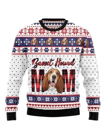 Merry Xmas Basset Hound Mom Awesome Gift For Christmas Ugly Christmas Sweater