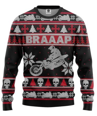 Merry Xmas Braaap Dirt Bike Gift For Christmas Party Ugly Christmas Sweater