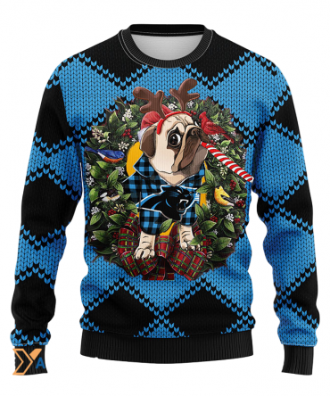Ugly Christmas Sweater Carolina-Panthers, Pub Dog Blue/Black