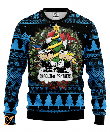 Ugly Christmas Sweater Carolina-Panthers, Graphics Dog Blue/Black