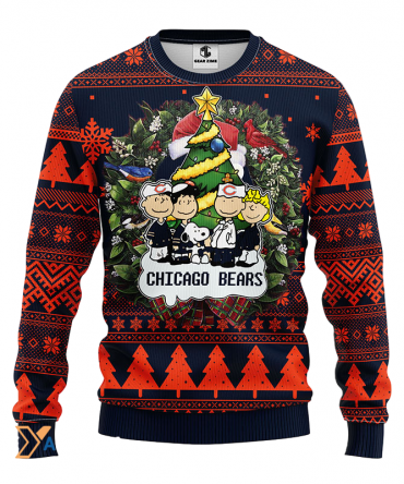 Ugly Christmas Sweater Chicago-Bears, Graphics Dog Blue/Orange/Black