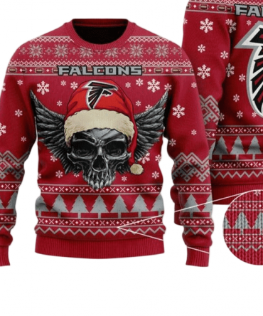 Ugly Christmas Sweater Atlanta-Falcons, Skull Red/Grey