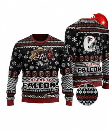 Ugly Christmas Sweater Atlanta-Falcons, Rise Up Black