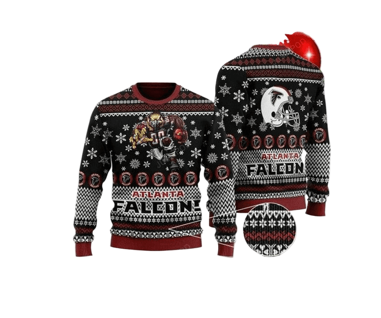 Ugly Christmas Sweater Atlanta-Falcons, Rise Up Black
