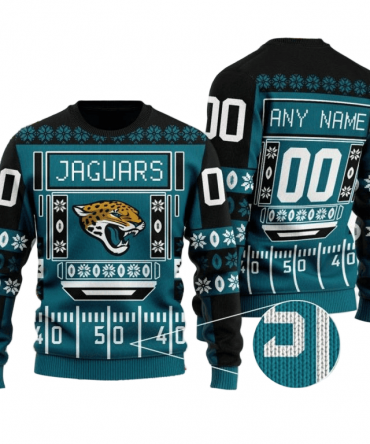 Personalized Ugly Christmas Sweater Jacksonville-Jaguars, Duuuval! Green/Black Custom Name And Number Gift For Football Fan Ugly Xmas Jumper