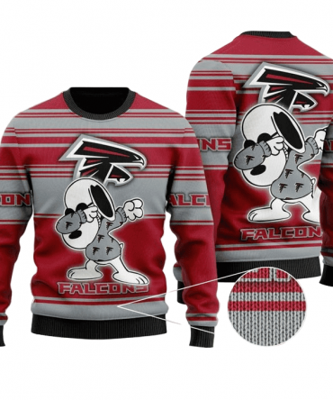Ugly Christmas Sweater Atlanta-Falcons, Graphics Dog Red/Grey