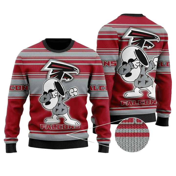 Ugly Christmas Sweater Atlanta-Falcons, Graphics Dog Red/Grey