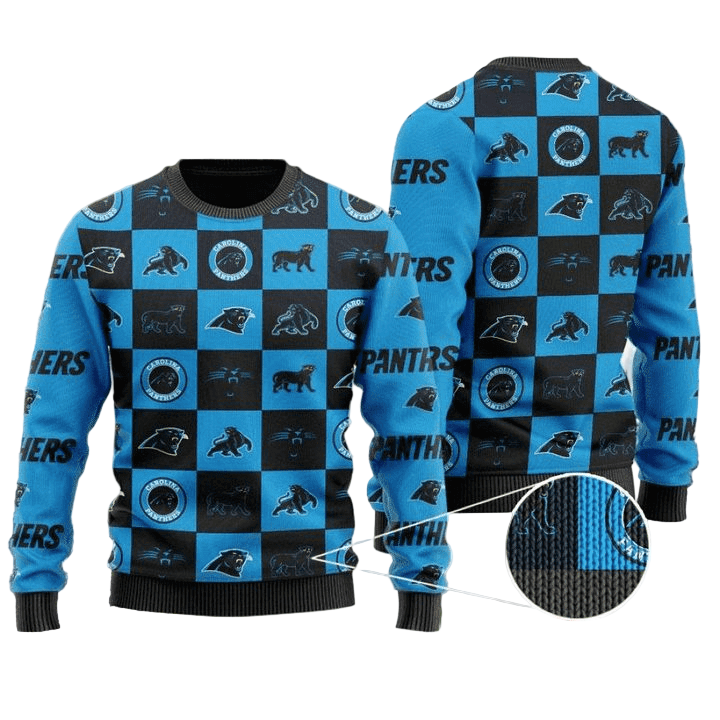 Ugly Christmas Sweater Carolina-Panthers, Keep Pounding Blue/Black