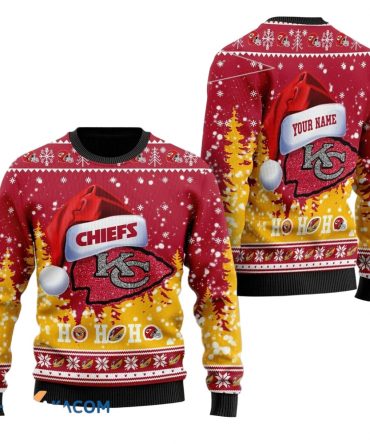 Personalized Ugly Christmas Sweater KCChiefs, Run It Back Red/Yellow Custom Name Gift For Football Fan Ugly Xmas Jumper
