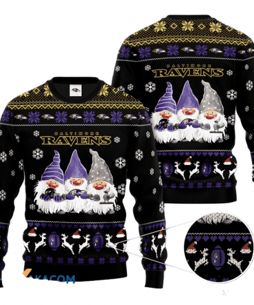 Ugly Christmas Sweater Baltimore-Ravens, Drawfs Violet/Yellow/Black