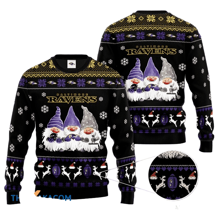 Ugly Christmas Sweater Baltimore-Ravens, Drawfs Violet/Yellow/Black