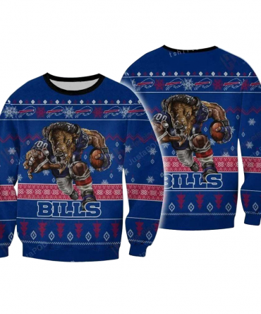 Ugly Christmas Sweater Buffalo-Bills, Billieve Red/Blue