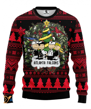 Ugly Christmas Sweater Atlanta-Falcons, Graphics Dog Black/Red