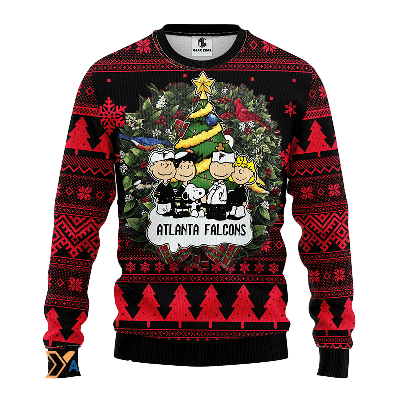 Ugly Christmas Sweater Atlanta-Falcons, Graphics Dog Black/Red