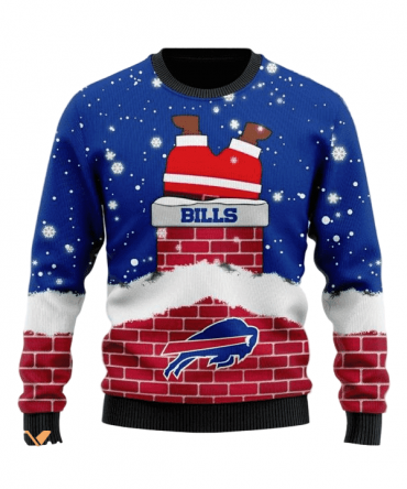 Ugly Christmas Sweater Buffalo-Bills, Snow Flower Red/Black/White