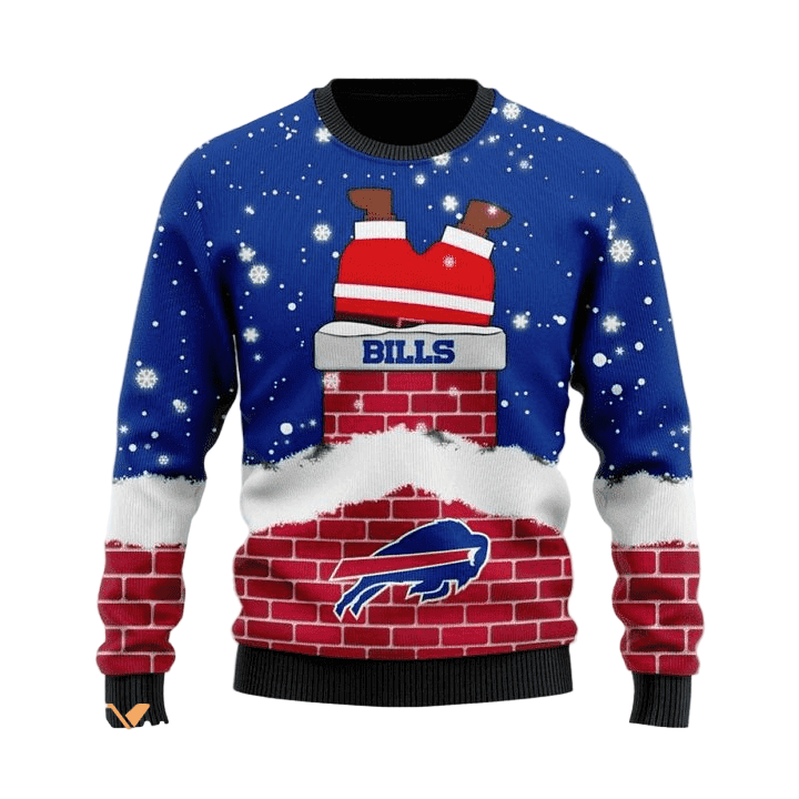 Ugly Christmas Sweater Buffalo-Bills, Snow Flower Red/Black/White