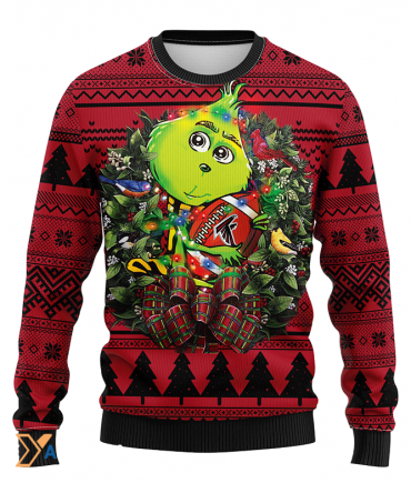 Ugly Christmas Sweater Atlanta-Falcons, Grinch Red/Black