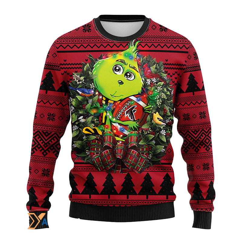 Ugly Christmas Sweater Atlanta-Falcons, Grinch Red/Black