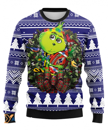 Ugly Christmas Sweater Baltimore-Ravens, Grinch Blue/White