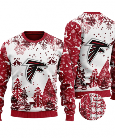 Ugly Christmas Sweater Atlanta-Falcons, Rise Up White/Blue