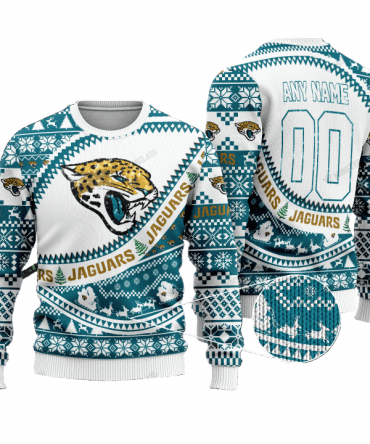 Personalized Ugly Christmas Sweater Jacksonville-Jaguars, Duuuval! Blue/White Custom Name And Number Gift For Football Fan Ugly Xmas Jumper
