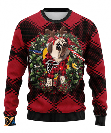 Ugly Christmas Sweater Atlanta-Falcons, Pub Dog Red/Black