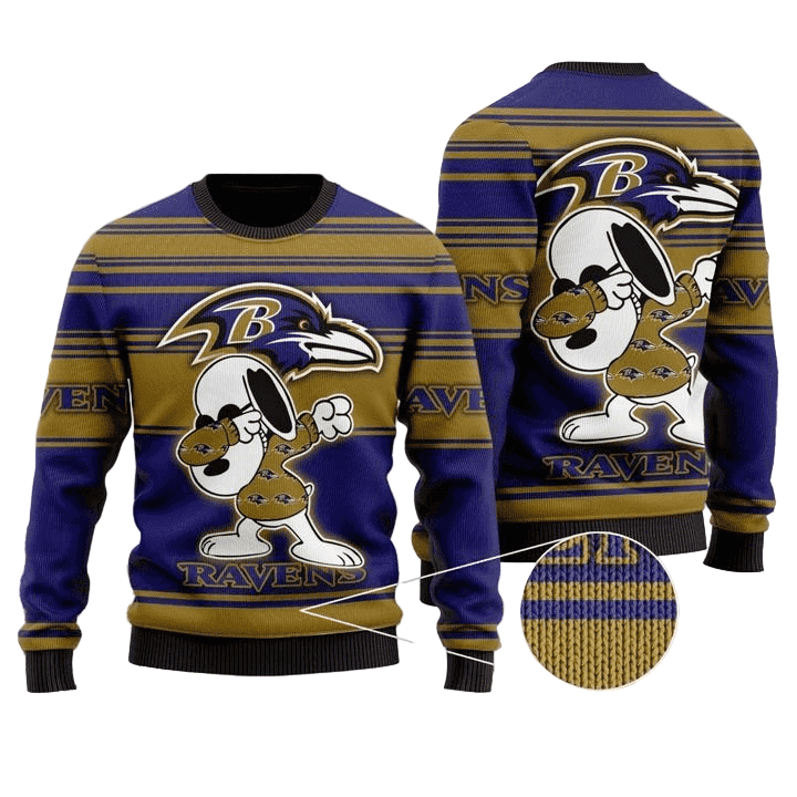 Ugly Christmas Sweater Baltimore-Ravens, Graphics Dog Violet/Gold