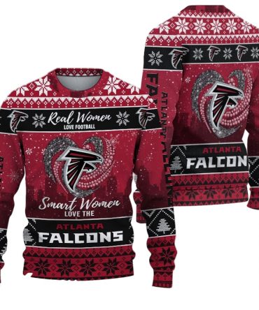 Ugly Christmas Sweater Atlanta-Falcons, Grinch Christmas Atlanta-Falcons In Heart Snowflakes City Shadow Red