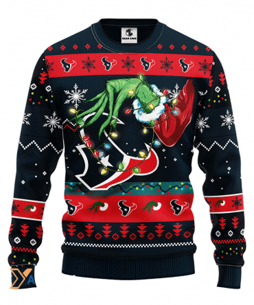 Ugly Christmas Sweater Houston-Texans, Grinch Red/Black