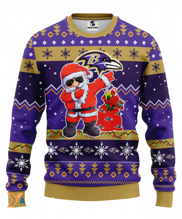 Ugly Christmas Sweater Baltimore-Ravens, Santa Claus Violet/Beige