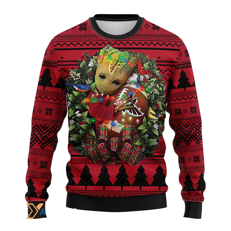 Ugly Christmas Sweater Atlanta-Falcons, Graphic Tree Red/Black