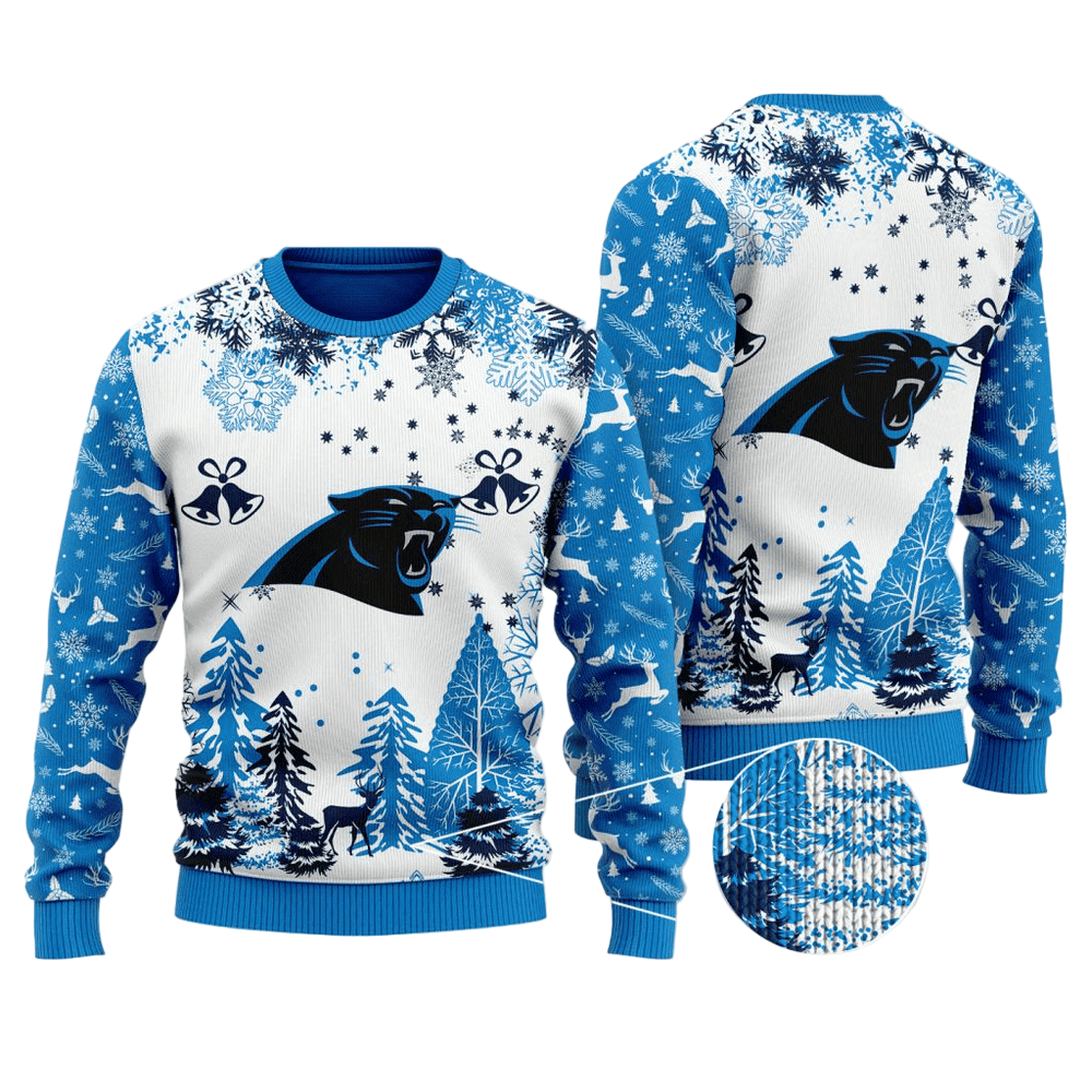 Ugly Christmas Sweater Carolina-Panthers, Keep Pounding White/BlueGift For Football Fan Ugly Xmas Jumper
