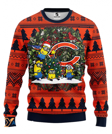 Ugly Christmas Sweater Chicago-Bears, Minion Orange/Blue/Black