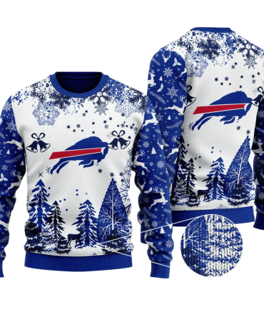 Ugly Christmas Sweater Buffalo-Bills, Billieve White/Blue