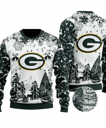 Ugly Christmas Sweater Green-Bay-Packers, Go Pack Go Green/White