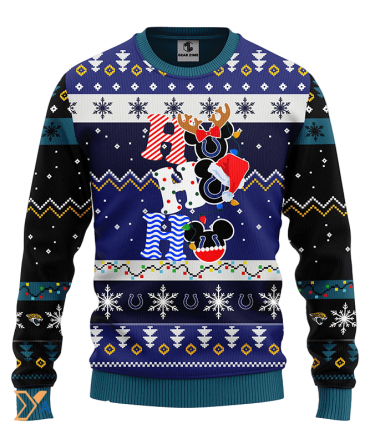 Ugly Christmas Sweater Jacksonville-Jaguars, HoHoHo Graphics Mouse Black/Blue/White
