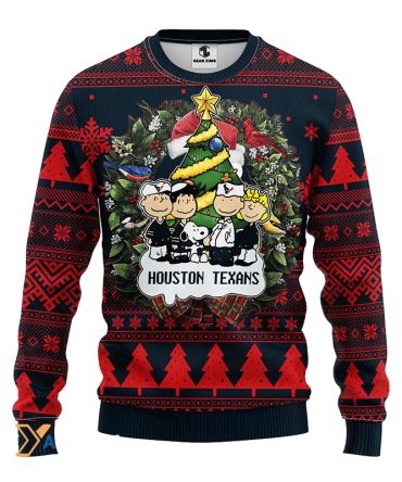 Ugly Christmas Sweater Houston-Texans, Graphics Dog Black/Red