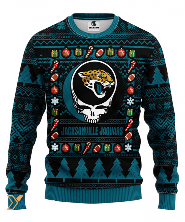 Ugly Christmas Sweater Jacksonville-Jaguars, Skull Green/Black