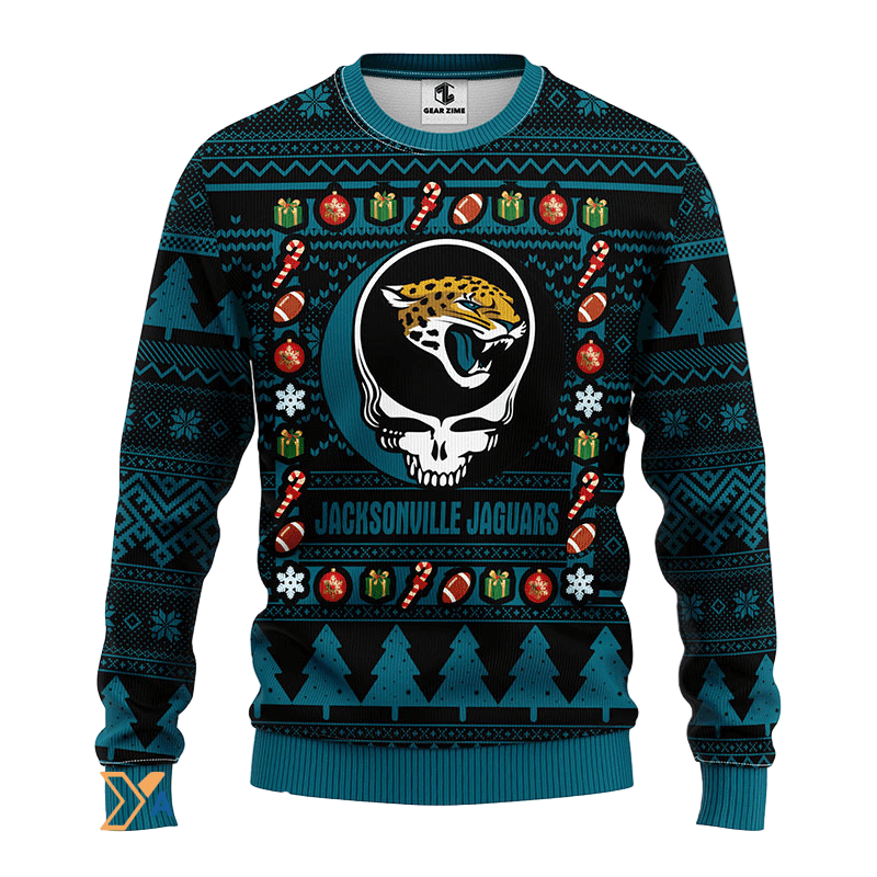 Ugly Christmas Sweater Jacksonville-Jaguars, Skull Green/Black