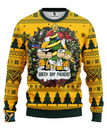 Ugly Christmas Sweater Green-Bay-Packers, Graphics Dog Green/Yellow