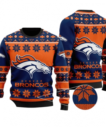 Ugly Christmas Sweater Denver-Broncos, United In Orange Navy Blue/Orange