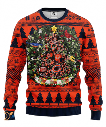 Ugly Christmas Sweater Chicago-Bears, Tree Ball Christmas Blue/Orange/Black