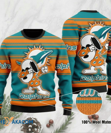Ugly Christmas Sweater Miamidolphins, Graphics Dog Orange/Green