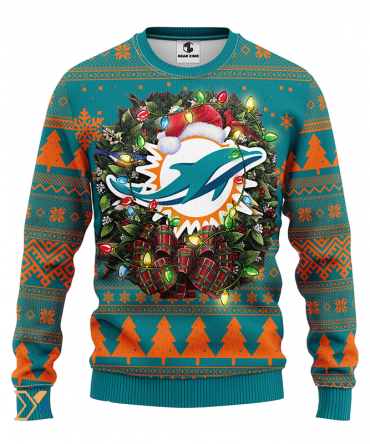 Ugly Christmas Sweater Miamidolphins, Go Fins Green/Orange