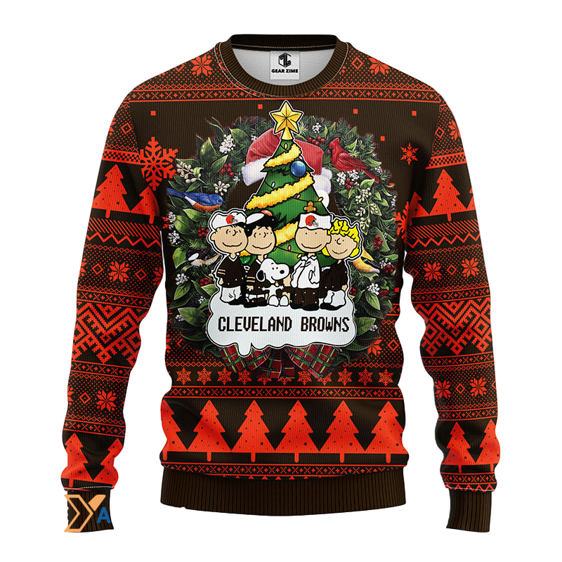 Ugly Christmas Sweater Cleveland-Browns, Graphics Dog Brown/Orange