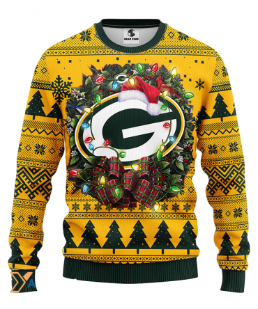 Ugly Christmas Sweater Green-Bay-Packers, Go Pack Go Green/Yellow