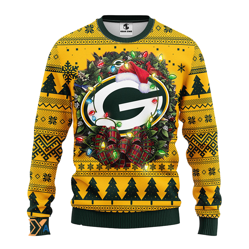 Ugly Christmas Sweater Green-Bay-Packers, Go Pack Go Green/Yellow
