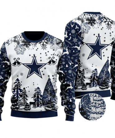 Ugly Christmas Sweater Dallas-Cowboys, America's Team White/Blue